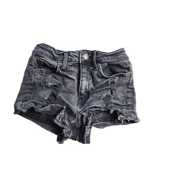 Aeropostale High Rise Distressed Shorts Black Size 0 - Picture 1 of 7